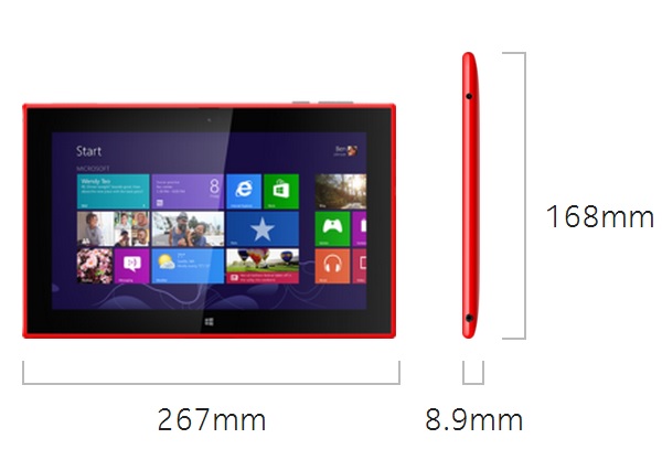Nokia Lumia 2520 Dimensions
