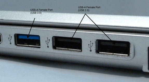 USB 2.0 and USB 3.0 ports