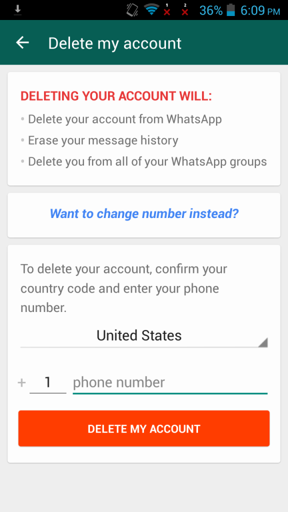Deleting WhatsApp