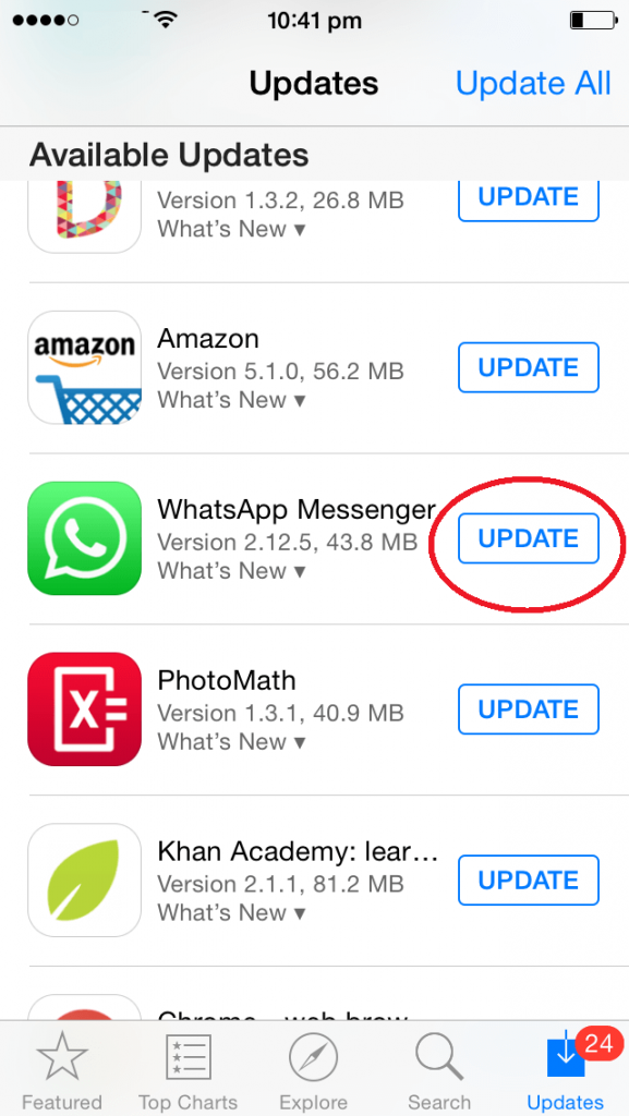 WhatsApp Update iPhone