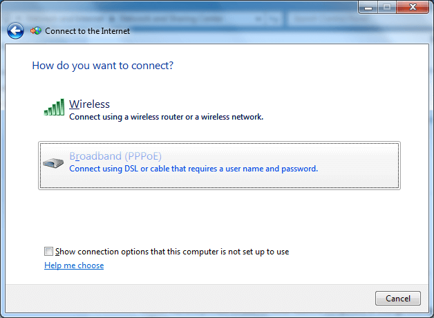 Broadband PPPoE Windows