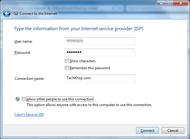 Setup New ISP Windows