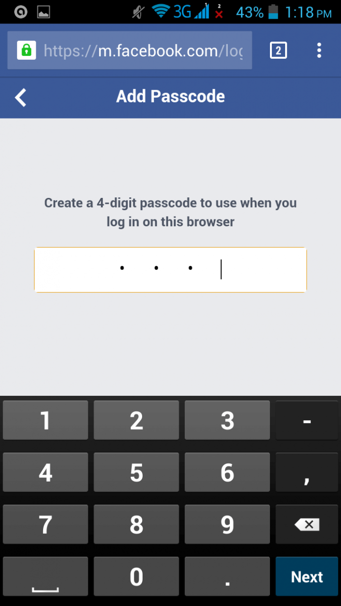 How to Enable 4 Digit Passcode Login on Facebook Mobile