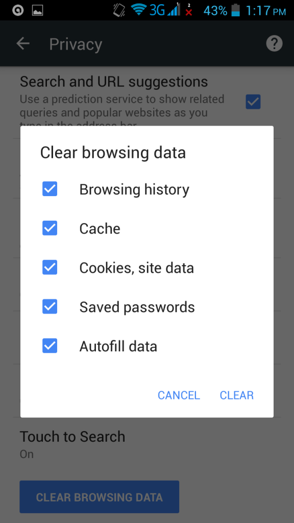 Clear Browser Data Chrome Android