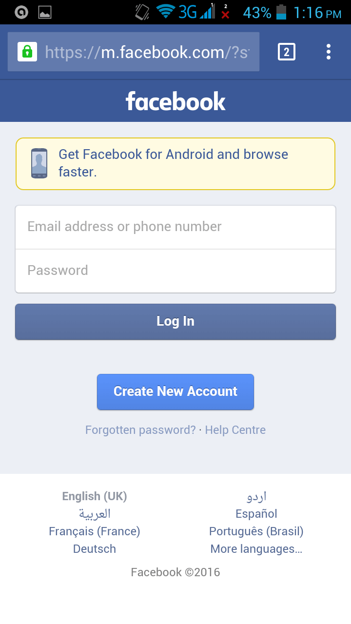 facebook web on chrome android