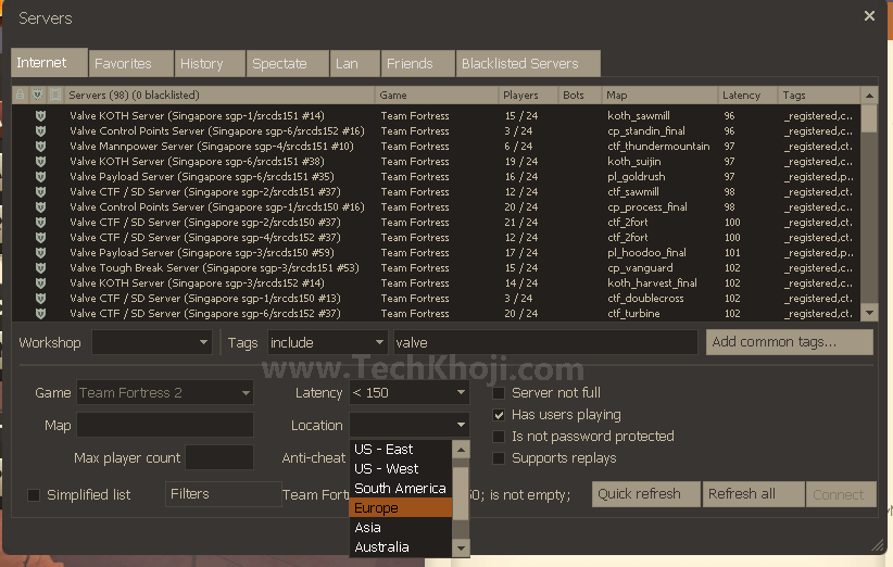 Team Fortress 2 Server browser