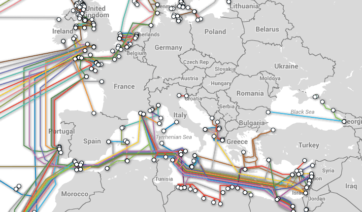 Underwater fiber optic map