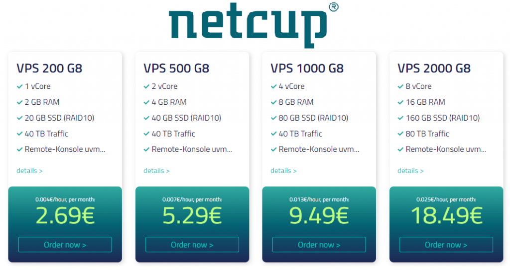 Netcup vServer Plans