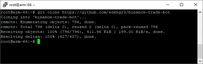 Cloning Git Repository Binance