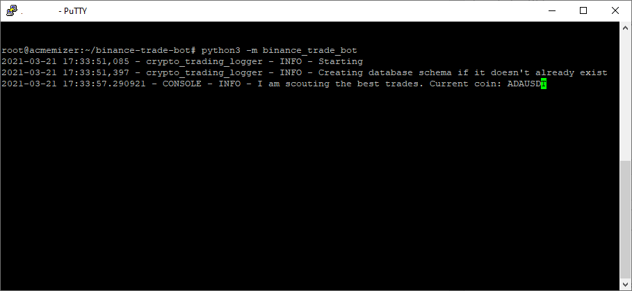 BTC automatic trading bot running