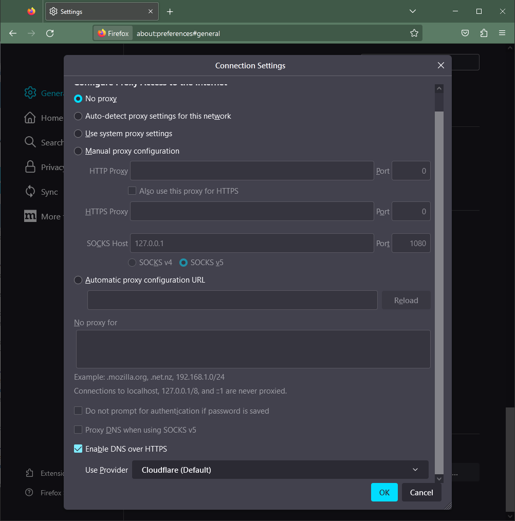 DNS-Over-Https Settings Mozilla Firefox