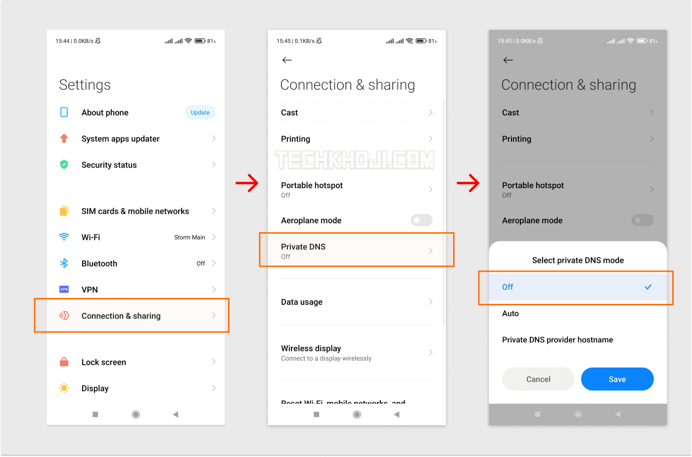 Private DNS Settings Xiaomi MIUI Android