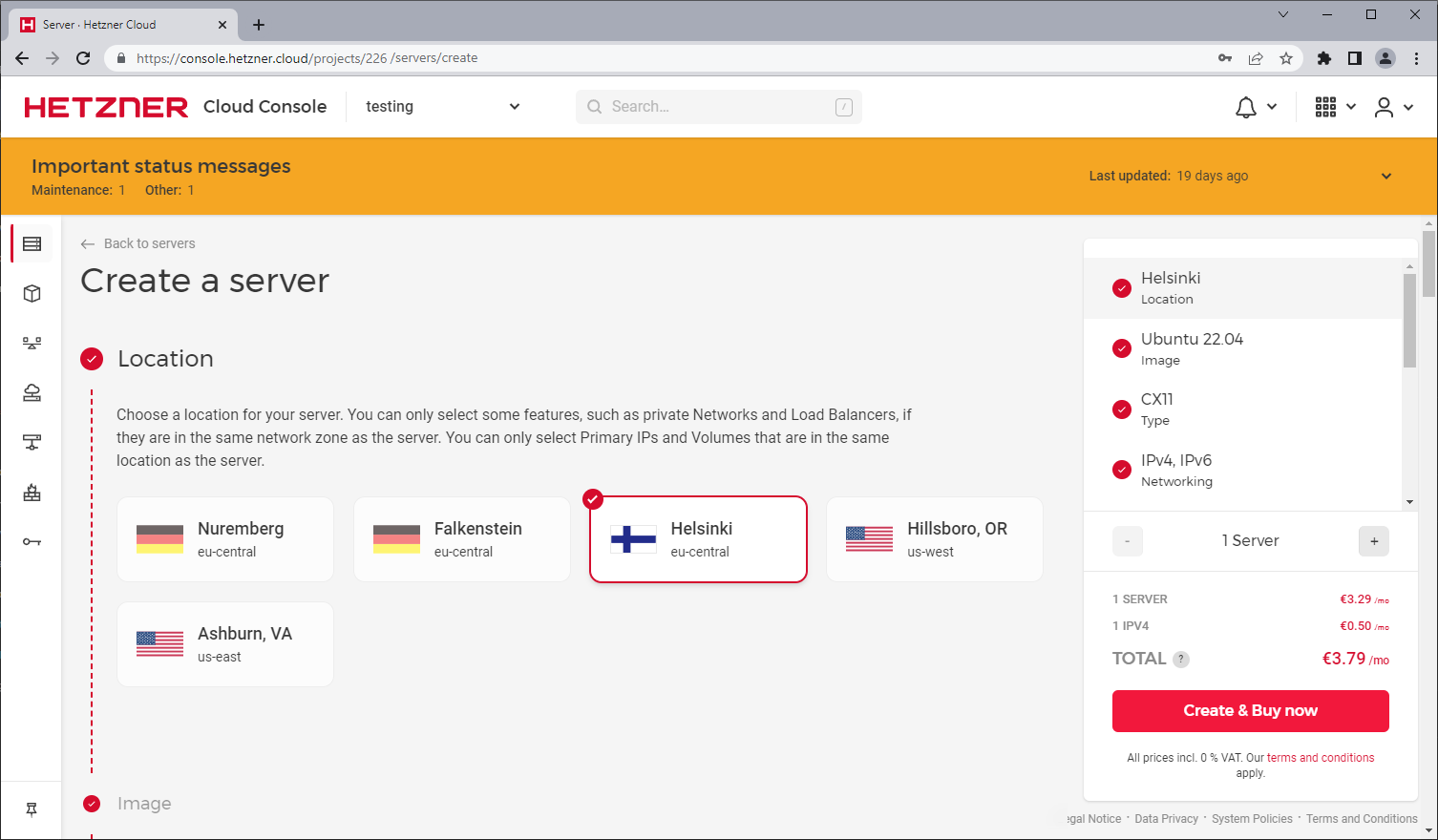 Hetzner Cloud Control Panel
