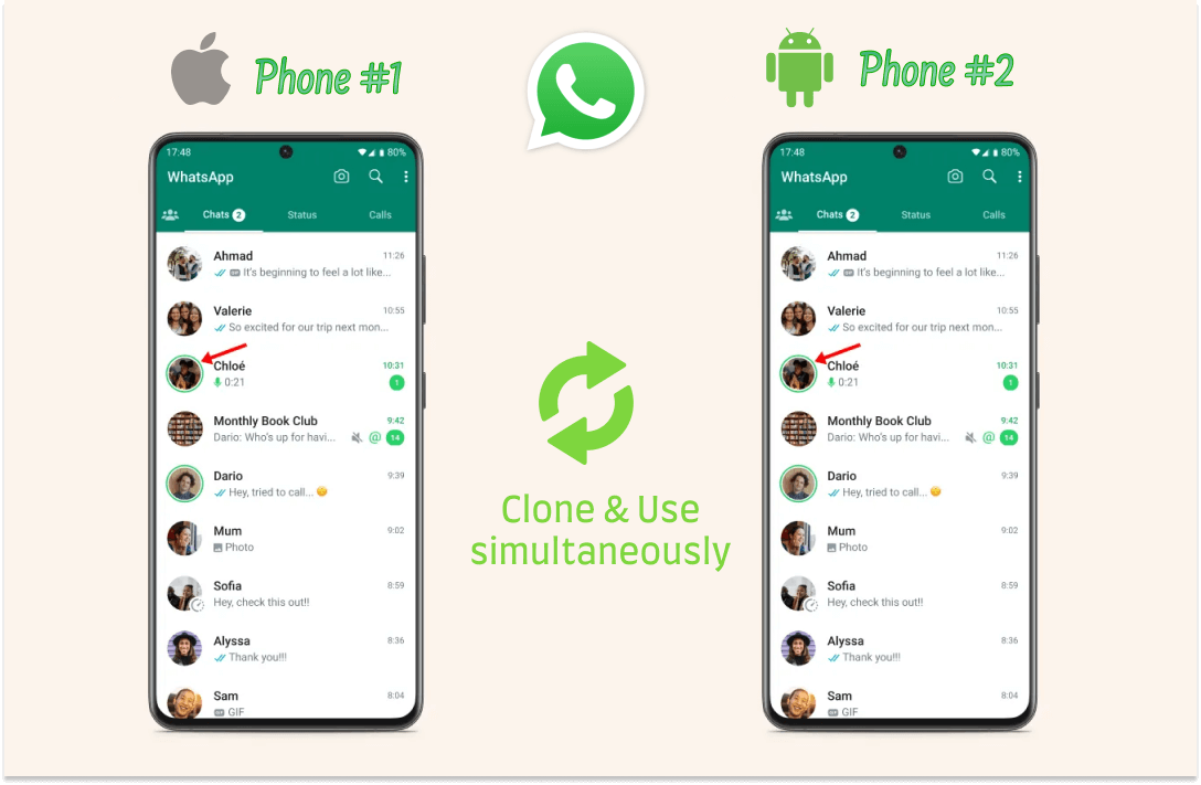Transfer and Use whatsapp same number between multiple phones